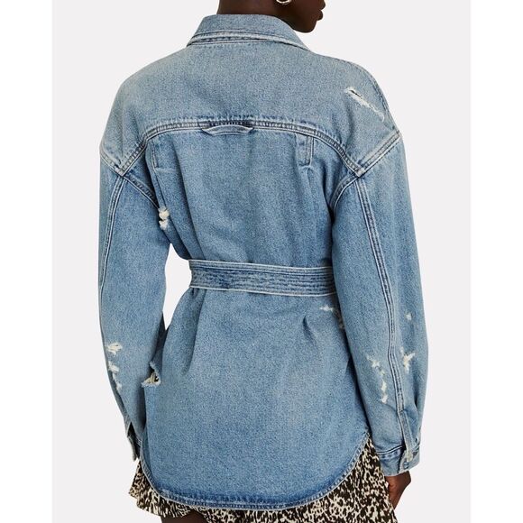 Anthropologie x Citizens of Humanity Dolly Belted Distressed Denim Jacket XL - Picture 15 of 16
